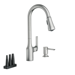Milton Pulldown Kitchen Faucet with Bottle Cleaning Attachments