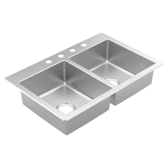 Prep 33" Stainless Steel Drop-in Double Bowl Sink