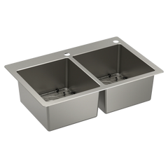 Prep 33" Stainless Steel  Dual Mount Double Bowl Sink