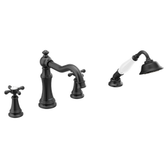 Weymouth Chrome Two-Handle Diverter Roman Tub Faucet including Handheld Shower