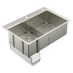 Luxe Chef™ 33” Workstation System Stainless Steel Dual Mount Double Bowl Sink