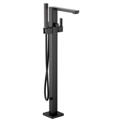 90 Degree Chrome one-handle tub filler includes hand shower
