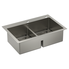 Prep 33" Stainless Steel  Dual Mount Double Bowl Sink