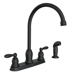Caldwell Matte black two-handle high arc kitchen faucet