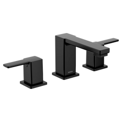 90 Degree Chrome Two-Handle Low Arc Bathroom Faucet